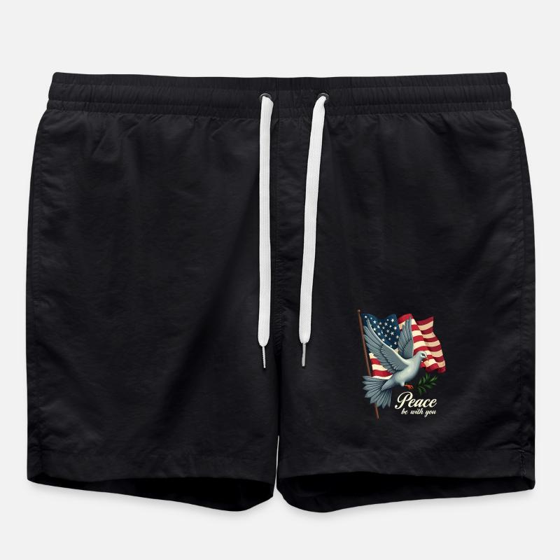 Friedenstaube mit Flagge - Badeshorts - Schwarz