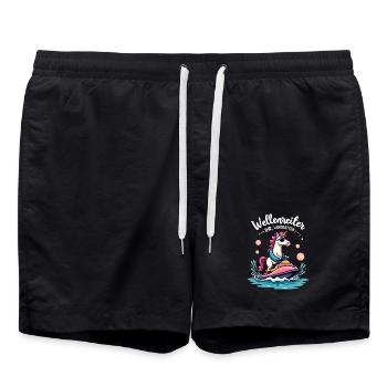 Cavalier de vague licorne rose - Short de bain - noir - Devant - AI Model Male 185 light (185cm)