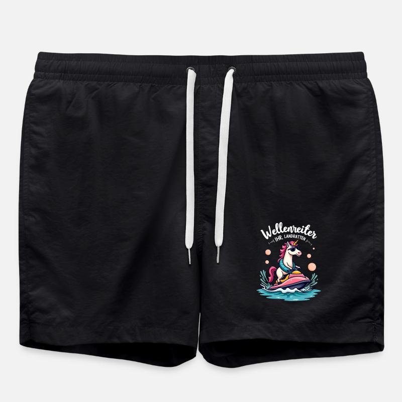 Pinker Einhorn Wellenreiter - Badeshorts - Schwarz