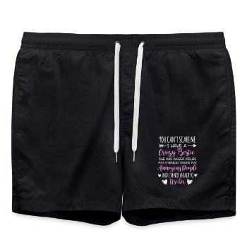 Crazy Bestie Sarcastic Citation Design - Short de bain - noir - Devant - AI Model Male 185 light (185cm)