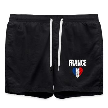 J’aime la France, drapeau de la France - Short de bain - noir - Devant - AI Model Male 185 light (185cm)