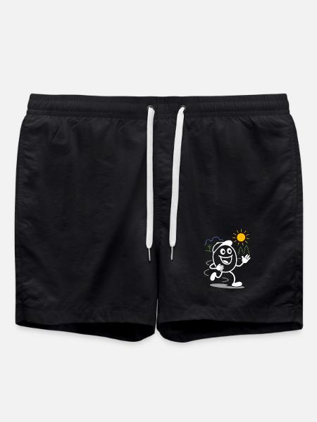 Ribbo läuft lachend durch den Tag - Badeshorts - Schwarz