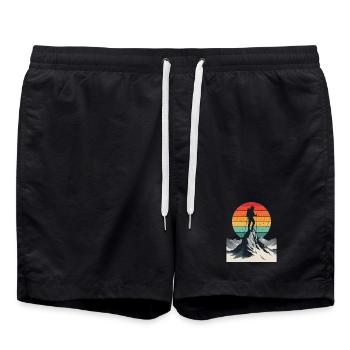 Aventurier au Sommet Montagne - Short de bain - noir - Devant - AI Model Male 185 light (185cm)