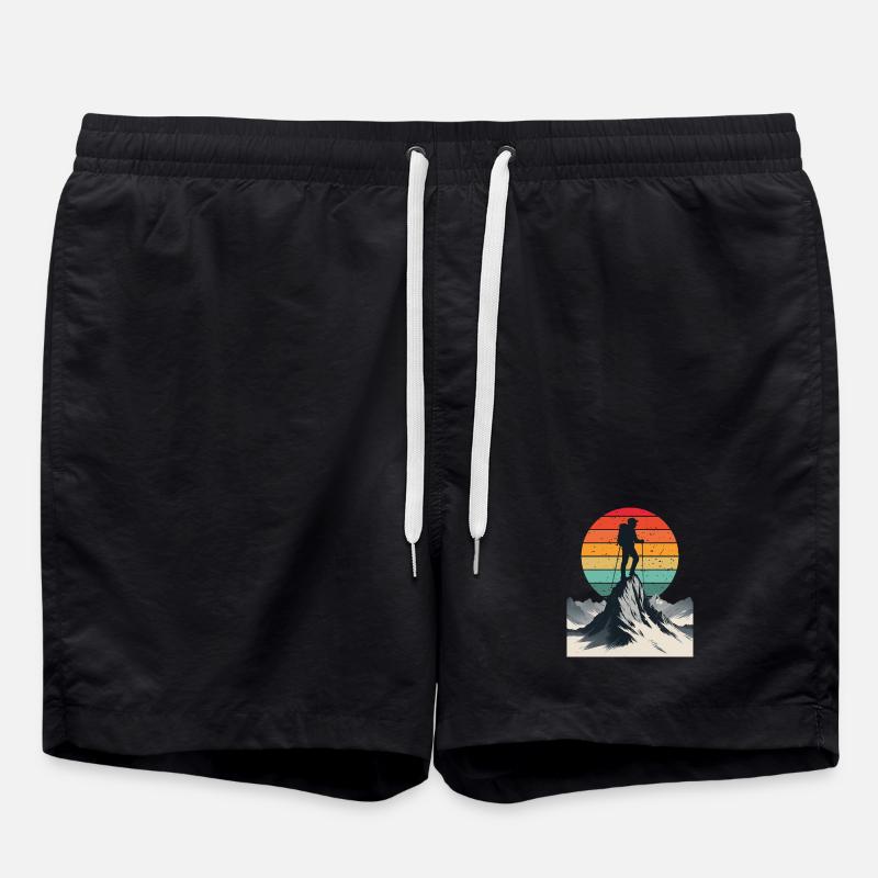 Adventurer at the Mountain Summit - Swim Trunks - black