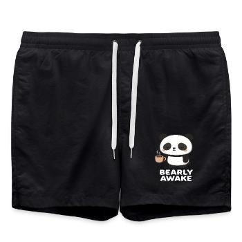 Panda - Bearly awake - Swim Trunks - black - Front - AI Model Male 185 light (185cm)