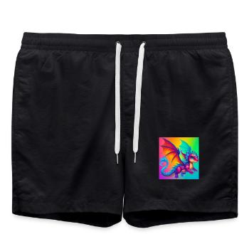 Drache - Badeshorts - Schwarz - Vorne - AI Model Male 185 light (185cm)