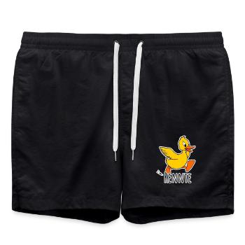 Eine niedliche kleine rennende Ente - eine Rennte! - Badeshorts - Schwarz - Vorne - AI Model Male 185 light (185cm)