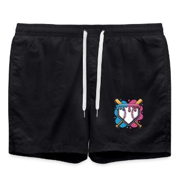 Baseball Home Plate Rose Bleu Frappeurs croisés - Short de bain - noir - Devant - AI Model Male 185 light (185cm)