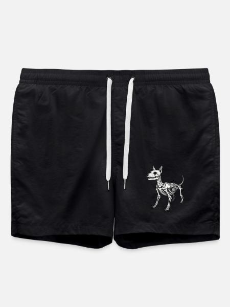 Skeletal Hound Anatomy Print - Swim Trunks - black