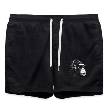 Kopfhörer Monkey mit Sonnenbrille - Badeshorts - Schwarz - Vorne - AI Model Male 185 light (185cm)