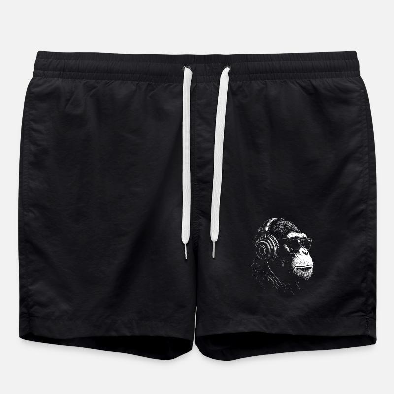 Kopfhörer Monkey mit Sonnenbrille - Badeshorts - Schwarz