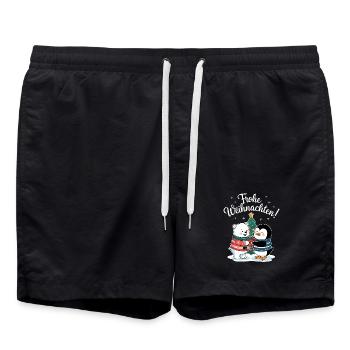 Eisbär Pinguin Weihnachtspullover süß Weihnachten - Badeshorts - Schwarz - Vorne - AI Model Male 185 light (185cm)