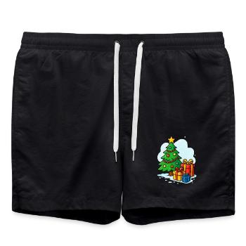 Arbres de Noël Cartoon Cadeaux - Short de bain - noir - Devant - AI Model Male 185 light (185cm)