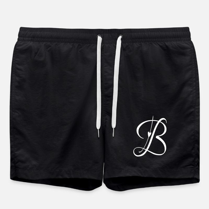 Buchstabe B Initiale Alphabet Monogramm Taschenstil - Badeshorts - Schwarz