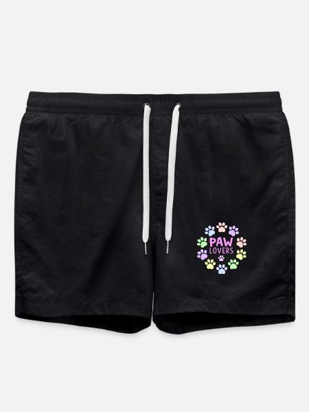 PAW LOVERS Pink Pastel Footprints - Swim Trunks - black