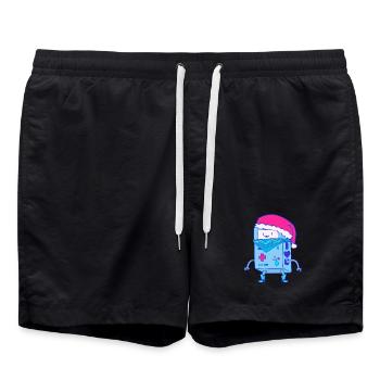 Kawaii Christmas Robot Santa Bot - Swim Trunks - black - Front - AI Model Male 185 light (185cm)