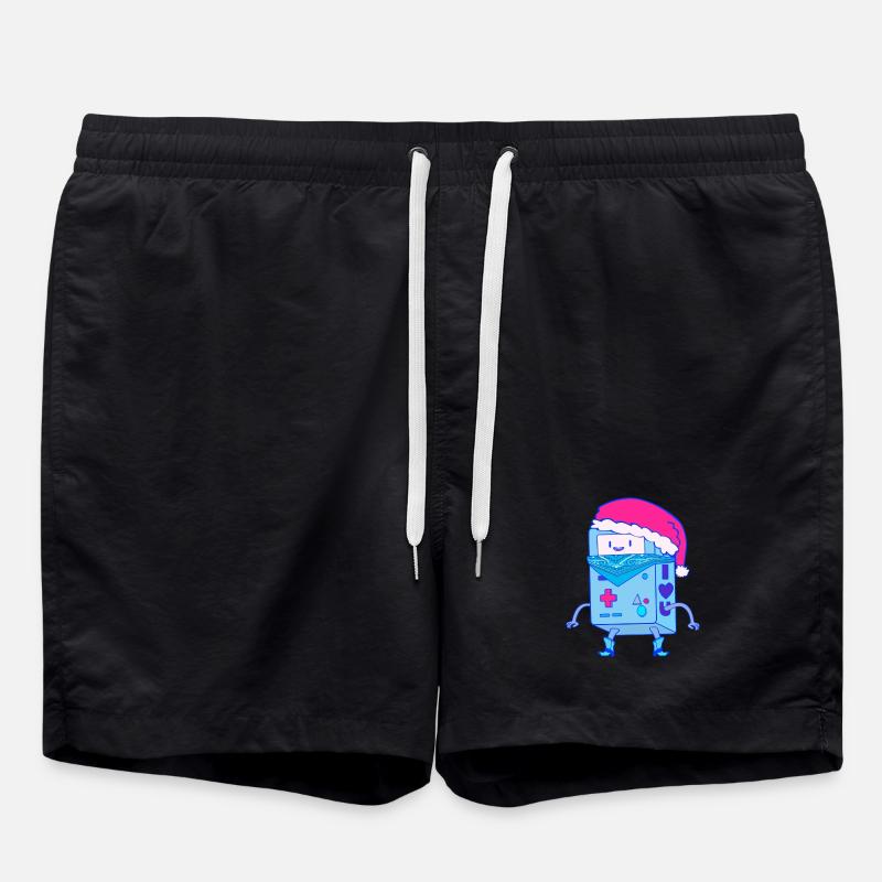 Kawaii Weihnachts-Roboter Santa Bot - Badeshorts - Schwarz