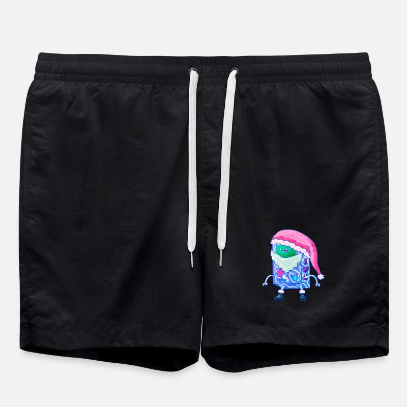 Christmas Game Console Kawaii Robot Santa - Swim Trunks - black