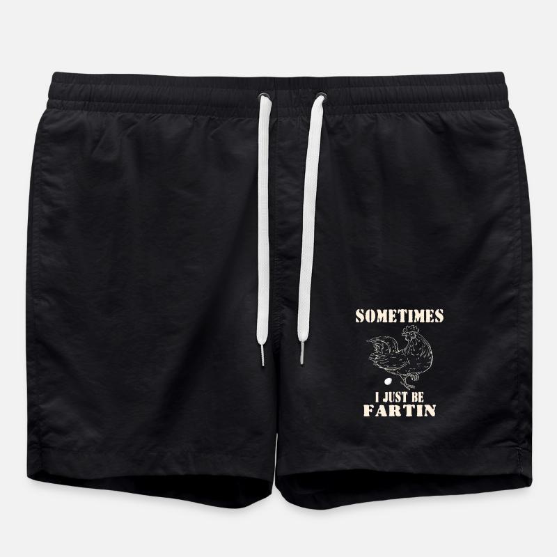 Sometimes I Just Be Fartin– Funny Meme chicken Egg - Swim Trunks - black