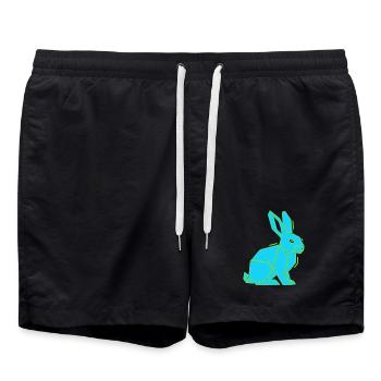Geometrischer Hase Low Poly Modern - Badeshorts - Schwarz - Vorne - AI Model Male 185 light (185cm)