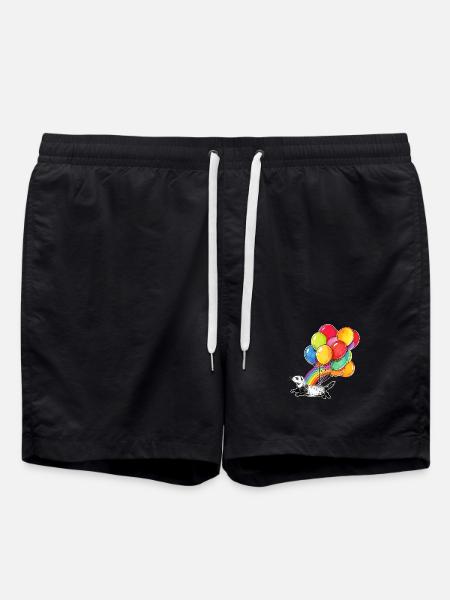 Ferret Balloons and Rainbow - Swim Trunks - black
