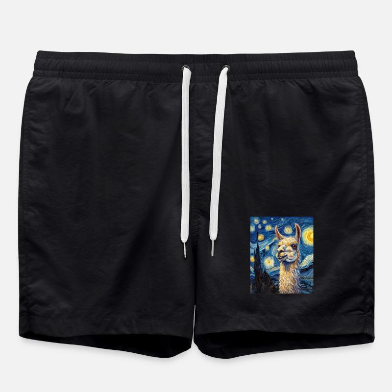 Lama Van Gogh Style - Swim Trunks - black