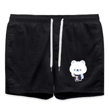 Cozy Polar Bear Barista - Badeshorts - Schwarz - Vorne - AI Model Male 185 light (185cm)