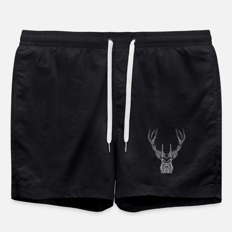 Cerf Tech – Cerf géométrique en blanc - Short de bain - noir