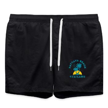 Pattaya Beach Palm Sunset - Swim Trunks - black - Front - AI Model Male 185 light (185cm)