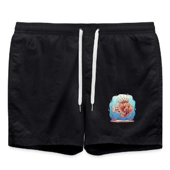 Splendeur sous-marine du poisson-lion - Short de bain - noir - Devant - AI Model Male 185 light (185cm)