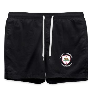 Pacific Paradise, Californie - Short de bain - noir - Devant - AI Model Male 185 light (185cm)