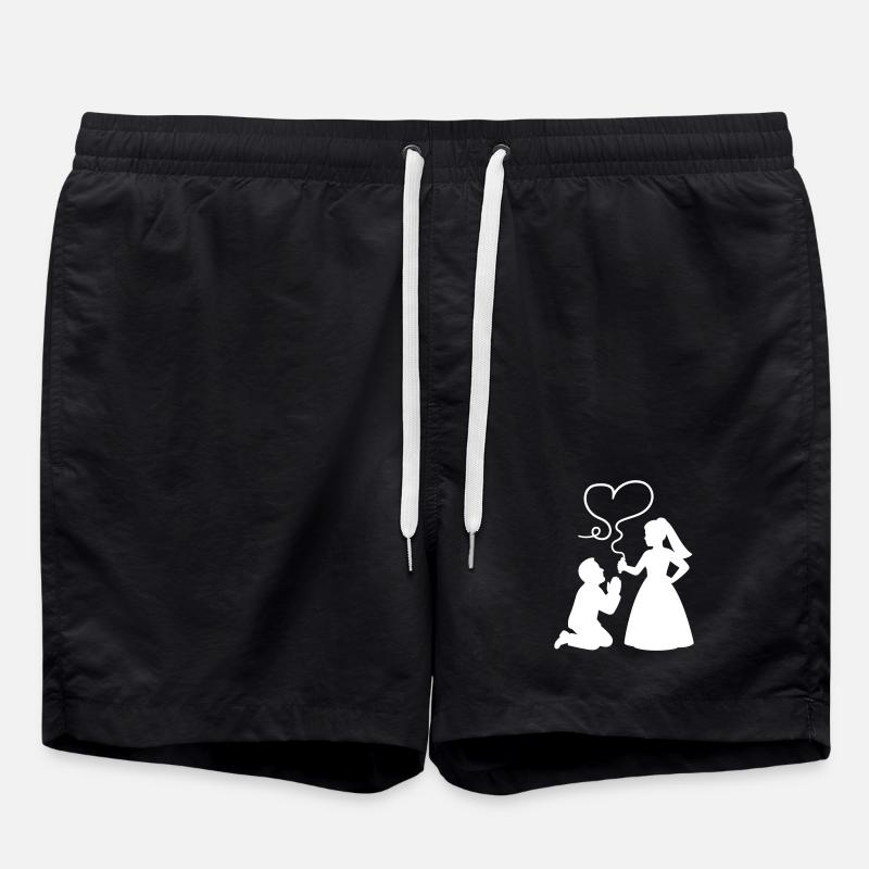 Bride and groom Wedding - Swim Trunks - black