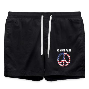 Peace USA Flagge Gegen Krieg - Badeshorts - Schwarz - Vorne - AI Model Male 185 light (185cm)