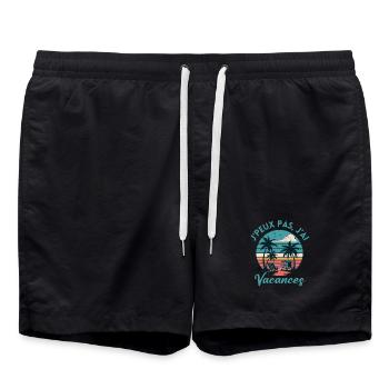Vacance Palmiers Coucher Soleil - Short de bain - noir - Devant - AI Model Male 185 light (185cm)