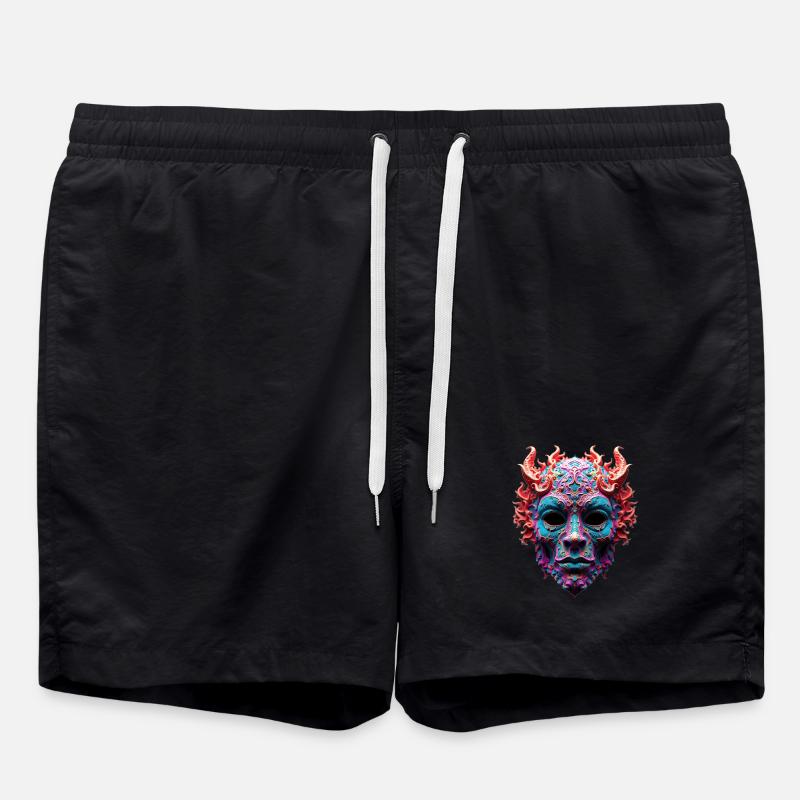 Masque orné de Démon de Feu - Short de bain - noir