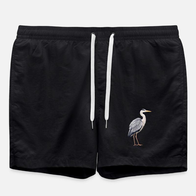 Realistischer Graureiher - Badeshorts - Schwarz
