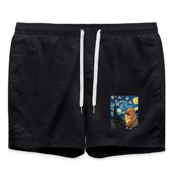 Zwergspitz Spitz Pomeranian - Badeshorts - Schwarz - Vorne - AI Model Male 185 light (185cm)