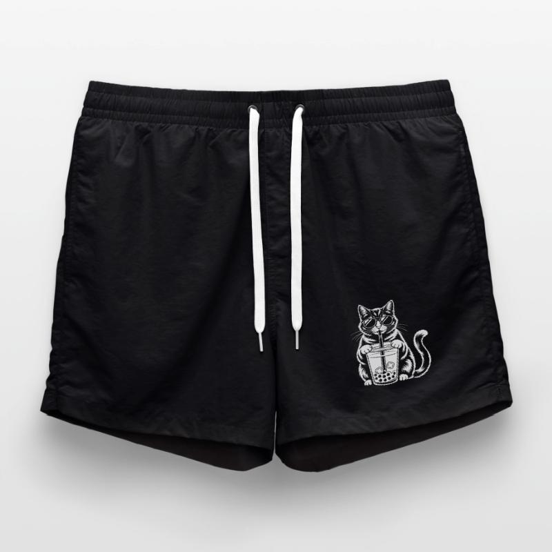 Katze mit Bubble Tee Badeshorts