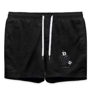 Level 13 Unlocked | 13 Year Anniversary Gift - Swim Trunks - black - Front - AI Model Male 185 light (185cm)