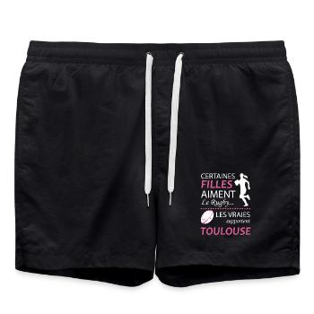 Certaines Filles Aiment Le Rugby Les Vraies Sup... - Short de bain - noir - Devant - AI Model Male 185 light (185cm)