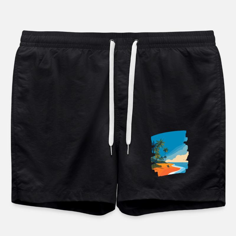 Tropical Beach - Swim Trunks - black
