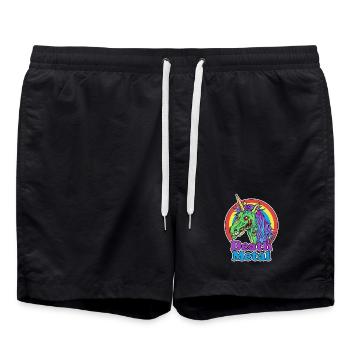 Death Metal – Zombie Unicorn Cartoon - Swim Trunks - black - Front - AI Model Male 185 light (185cm)