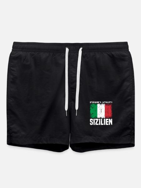 Sizilien Koordinaten - Badeshorts - Schwarz