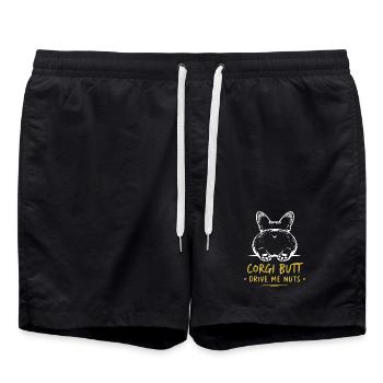 Corgi Butt Drive Me Nuts - Swim Trunks - black - Front - AI Model Male 185 light (185cm)