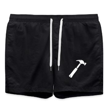 Hammer Handwerk Bauherr Richtfest Geschenk - Badeshorts - Schwarz - Vorne - AI Model Male 185 light (185cm)