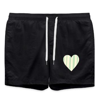 Pastellgestreiftes Herz grün herzchen - Badeshorts - Schwarz - Vorne - AI Model Male 185 light (185cm)