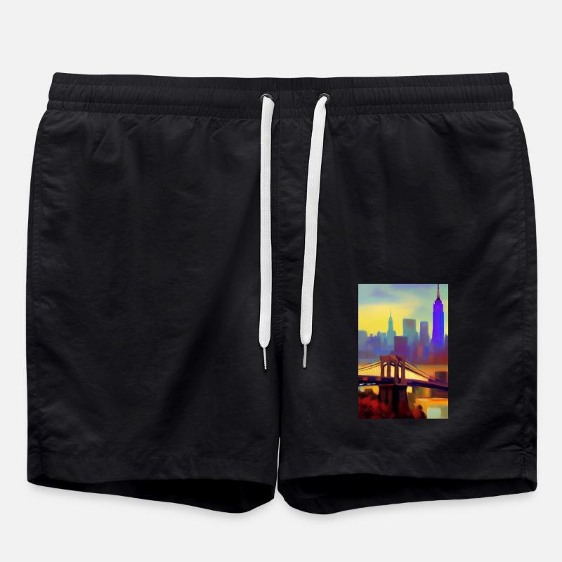 New York City Skyline - Swim Trunks - black