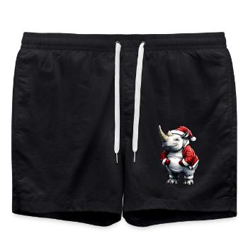 Santa Claus Rhinoceros - Swim Trunks - black - Front - AI Model Male 185 light (185cm)