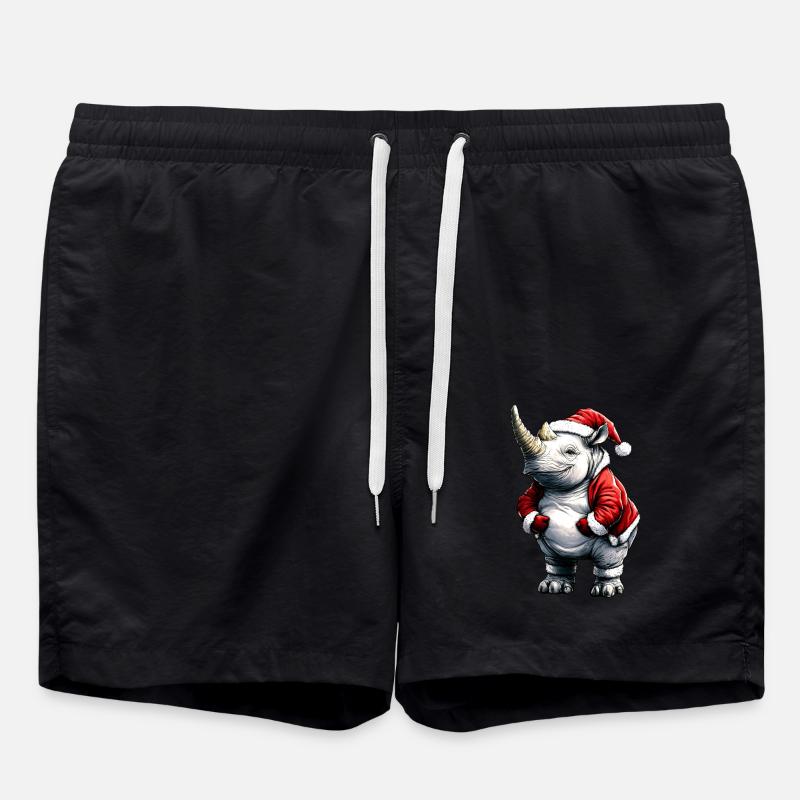 Weihnachtsmann Nashorn - Badeshorts - Schwarz