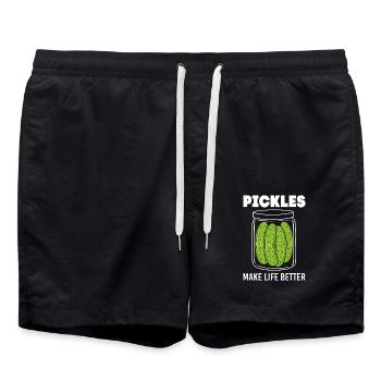 Gurke Gurken Essiggurke - Badeshorts - Schwarz - Vorne - AI Model Male 185 light (185cm)